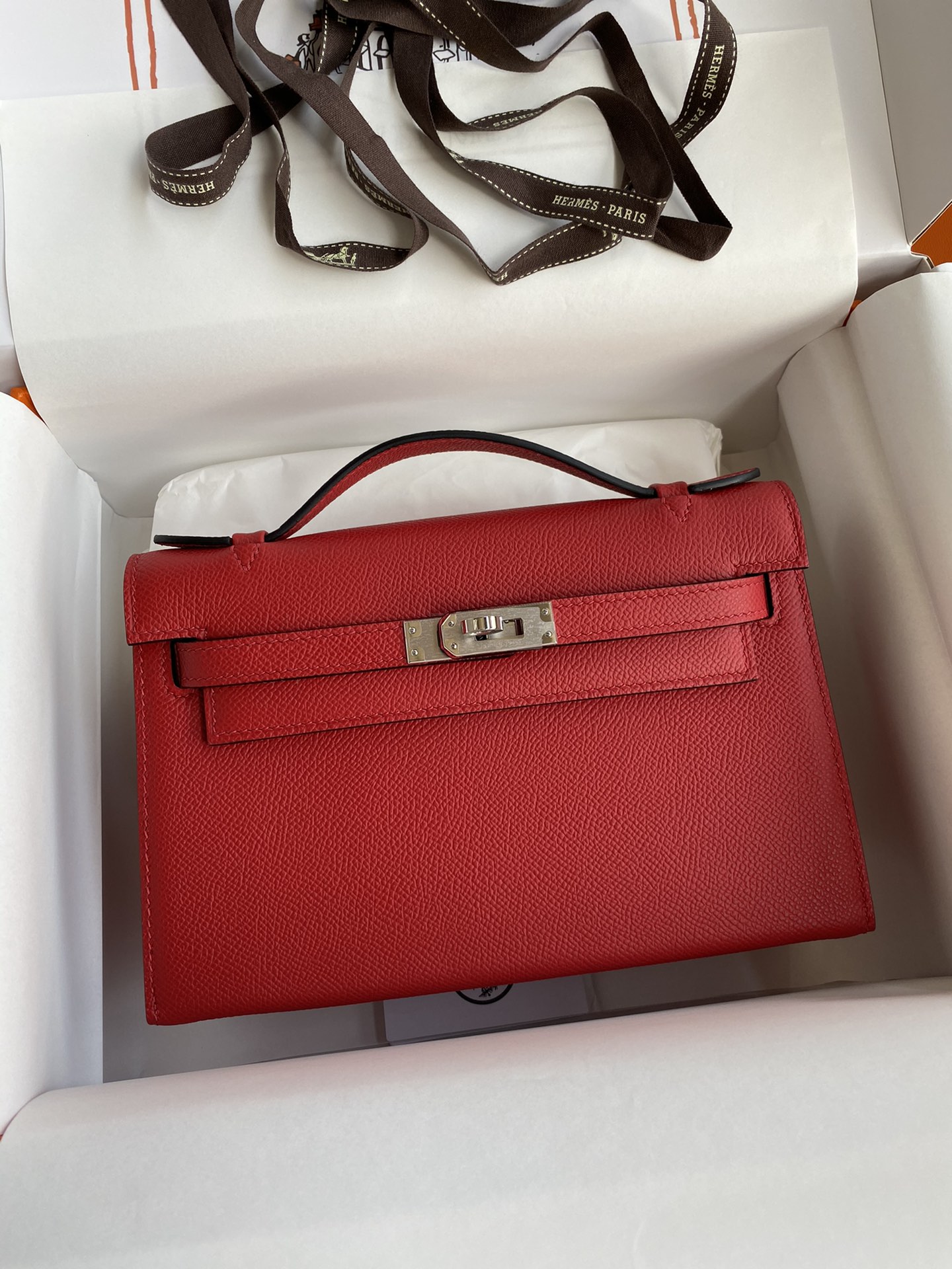 Hermes Mini Kelly Pochette 22cm Bag In Red Epsom Leather